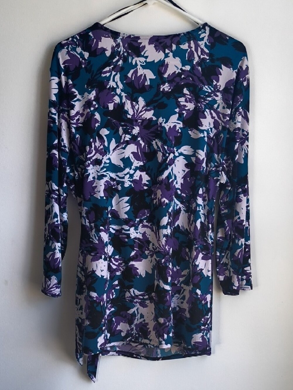 Floral Wrap Top in Teal and Purple - Picture 6 of 6